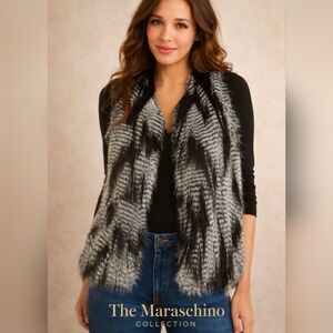 Kontrol Black & White Faux Fur Vest | Size L